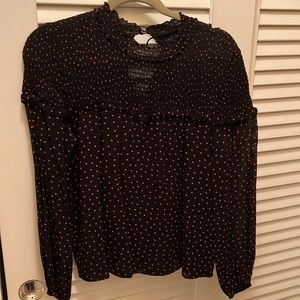 Sanctuary black polka dot long sleeve blouse